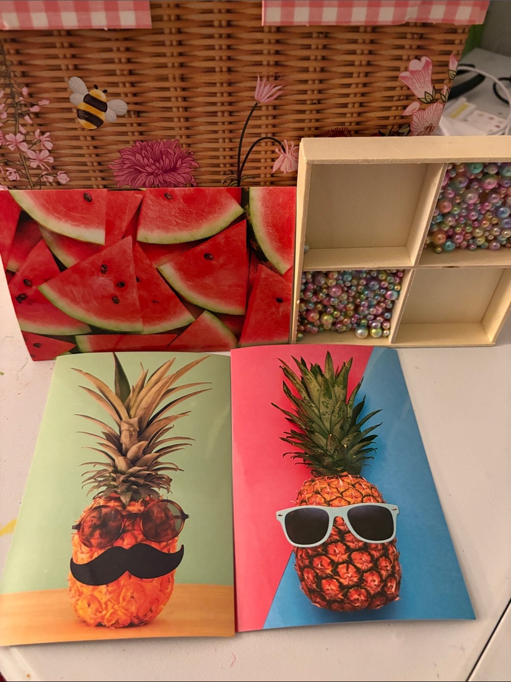 Watermelon and Pineapple Pop Art Prints Trio (Pink, Blue, Green)
